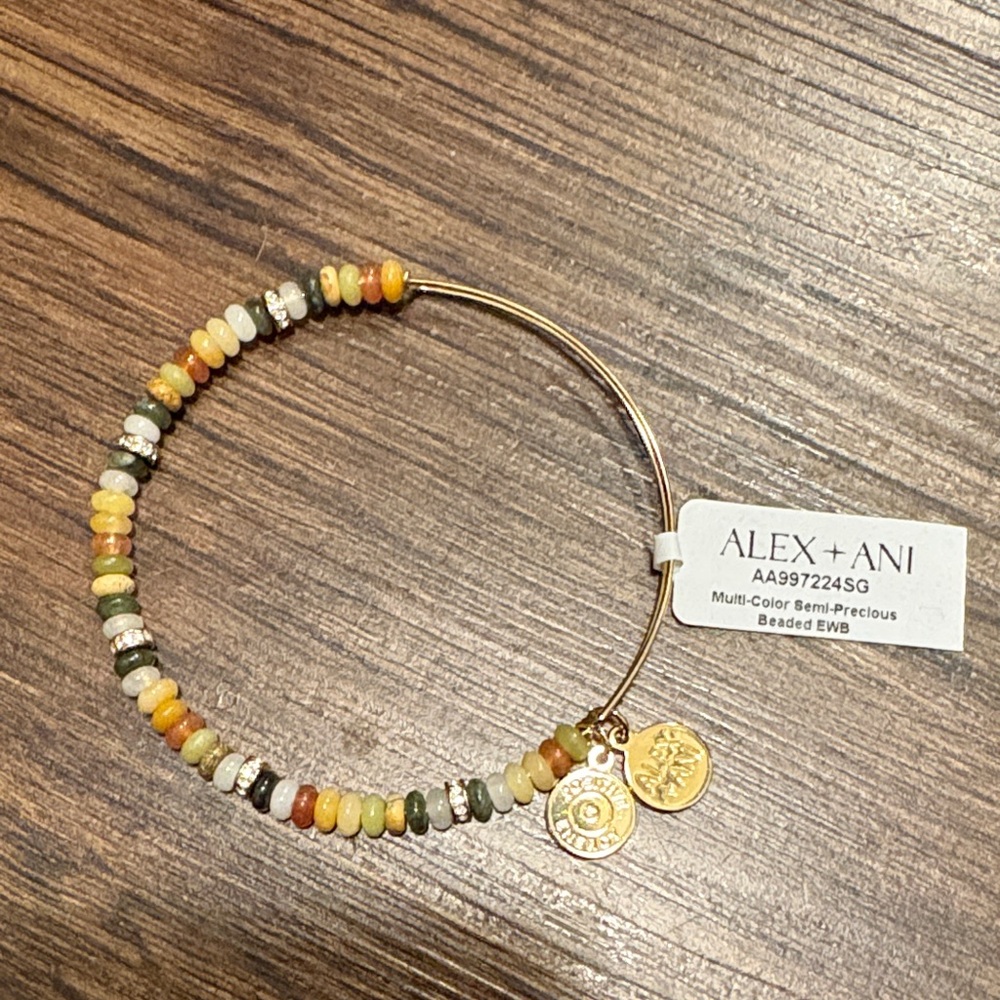 Alex and Ani multi color semi precious Beaded Bangle Bracelet